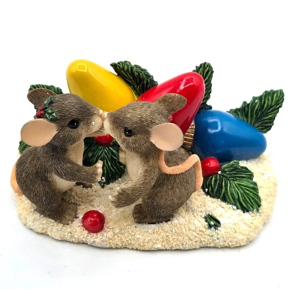 Vintage Charming Tails Mice Kiss-Mas Lights Fitz & Floyd 87/205 2000 Christmas